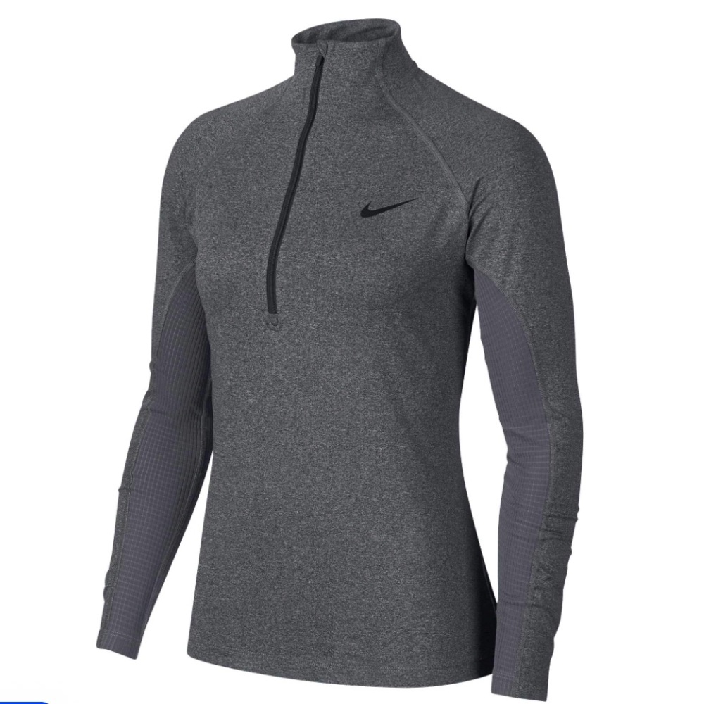 NWT Nike Pro Warm 1/2 Zip Pullover Dri-Fit Women Small Grey Running Long-Sleeve